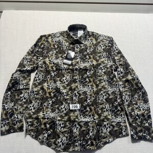 Society of Threads Slim Fit Shirt Men Sz M Leopard Print Brand New